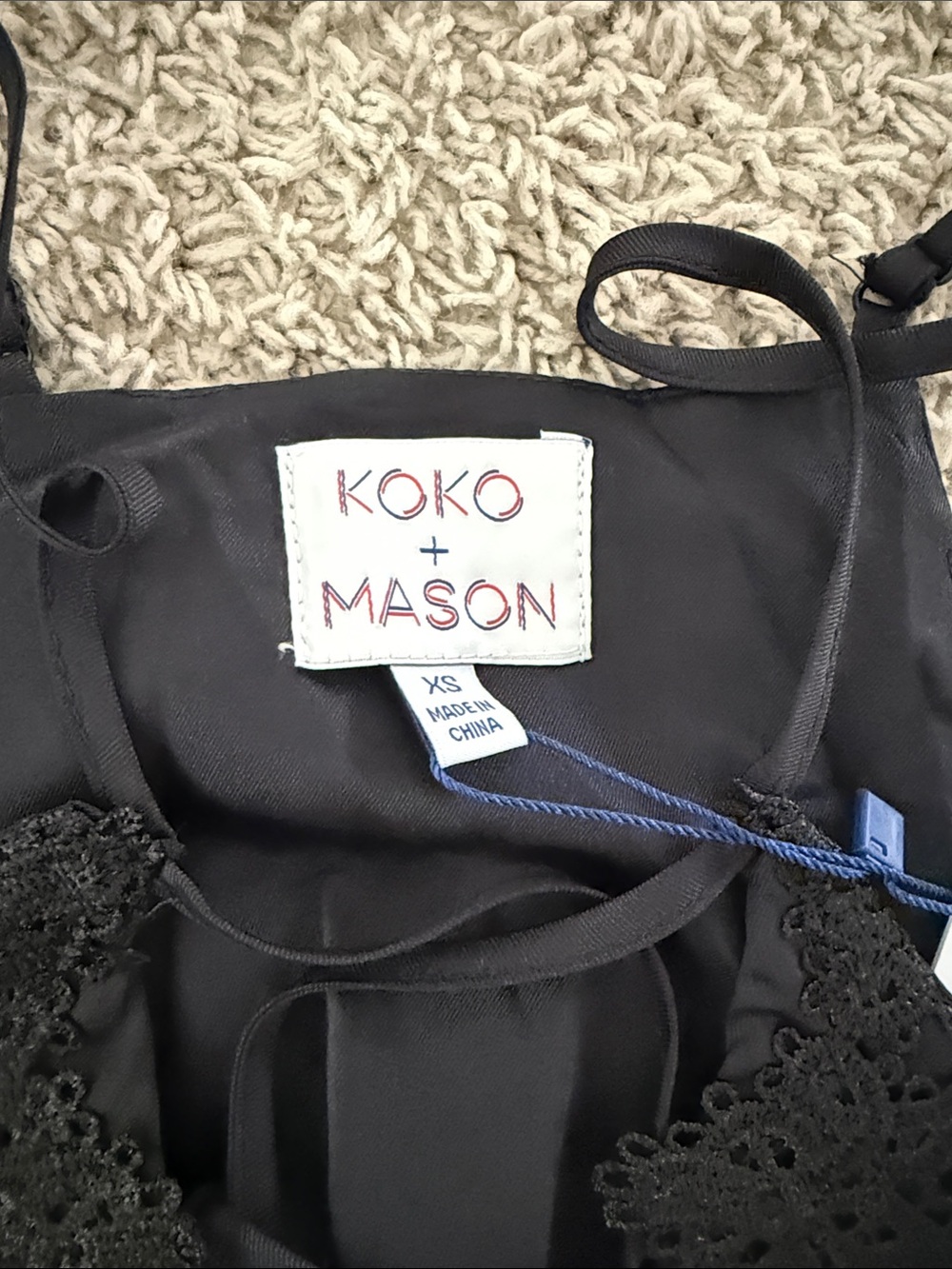 KOKO + MASON Black Lace-Front Halter Camisole - Picture 3 of 3